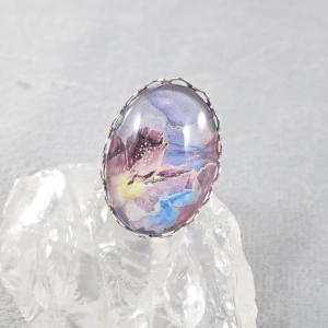 Lila virágos-márványos gyűrű