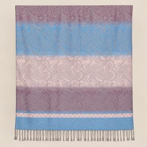 Mályva-kék indás-virágos pashmina jellegű kendő