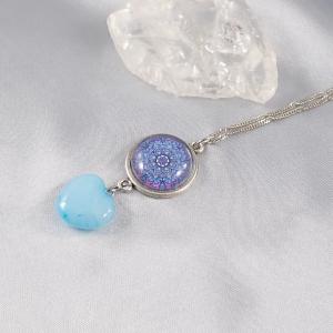 Mandalás medál achát szívvel 2