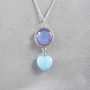 Mandalás medál achát szívvel 2