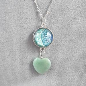 Mandalás medál aventurin szívvel