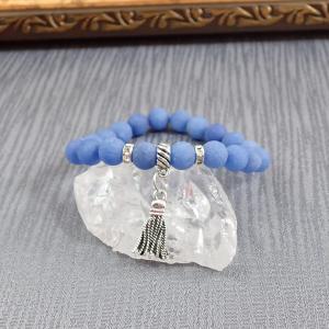 Matt achát karkötő, kék (S)