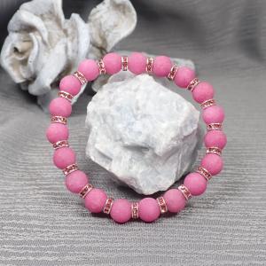 Matt achát karkötő, rózsaszín