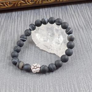 Matt achát karkötő, sötét