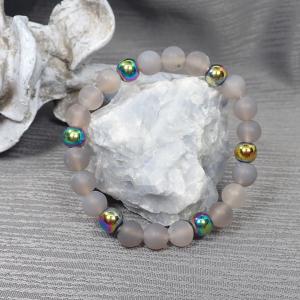 Matt achát karkötő, szürke