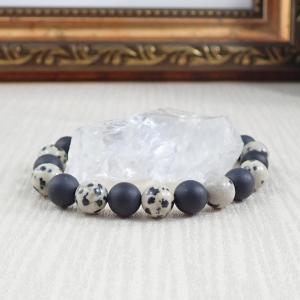 Matt ónix és dalmata jáspis karkötő