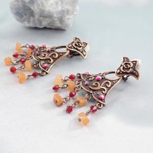 Mese fülbevaló, antik rézszín