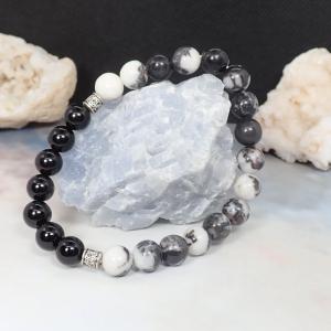 Ónix és zebrajáspis karkötő (XL)