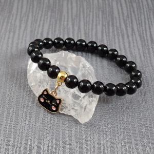 Ónix karkötő cicával