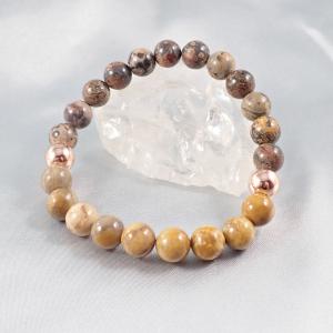 Őszi fény – képjáspis, leopárd jáspis és hematit karkötő