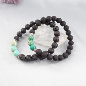 Páros lávakő karötő zölddel