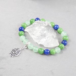 Páva karkötő, kék-zöld