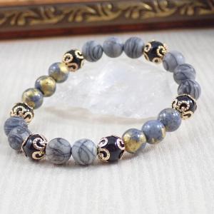 Picasso jáspis, jáde és ónix karkötő