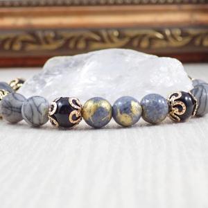 Picasso jáspis, jáde és ónix karkötő