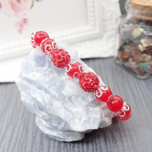 Piros jáde karkötő shamballával