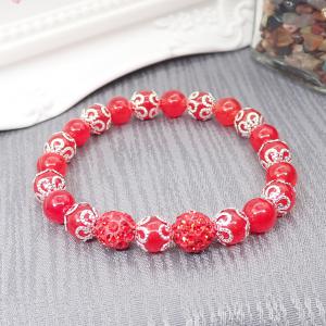 Piros jáde karkötő shamballával