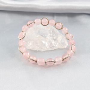 Rózsakvarc karkötő gyöngykerettel