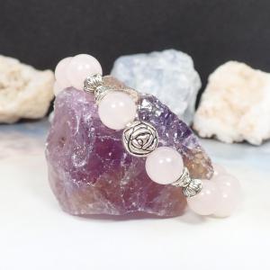 Rózsakvarc karkötő rózsával