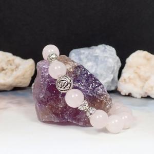 Rózsakvarc karkötő rózsával