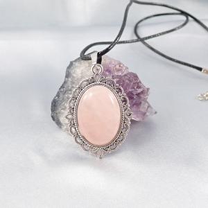 Rózsakvarc medál, ovális 1