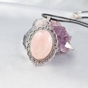 Rózsakvarc medál, ovális 2