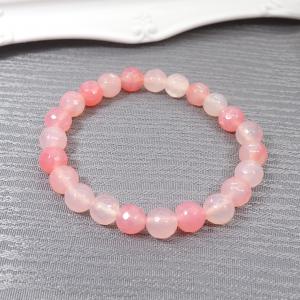 Rózsaszín achát karkötő, csiszolt