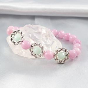 Rózsaszín jáde karkötő hullámos gyöngykerettel