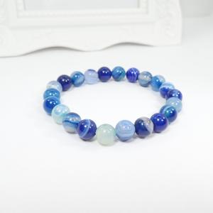 Sávos achát karkötő, kék 1