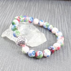 Szivárvány jáde karkötő lótusszal