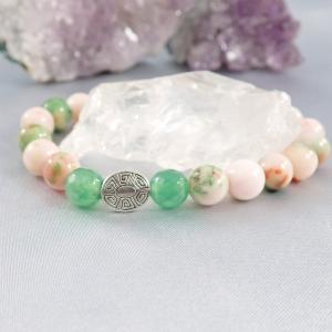 Szivárvány jáde karkötő maláj jádéval és fém gyönggyel 1