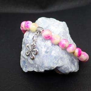 Szivárvány jáde karkötő virággal 1