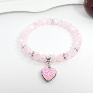 Szívecskés karkötő, rózsaszín
