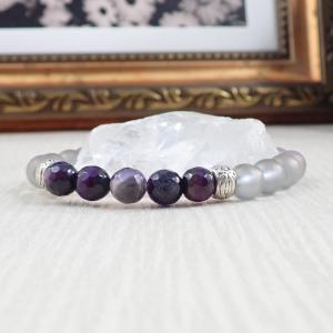 Szürke-lila achát karkötő