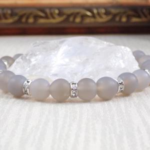 Szürke matt achát karkötő 2