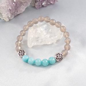 Szürke-tengerzöld achát karkötő