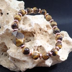 Tigrisszem és rosegold hematit karkötő