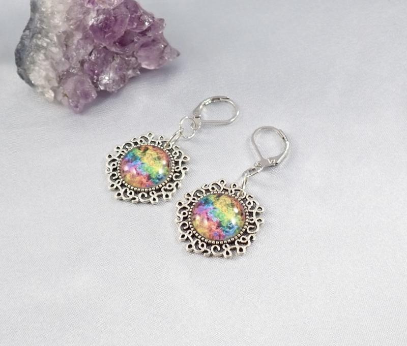 Fantázia mintás, színes fülbevaló 1