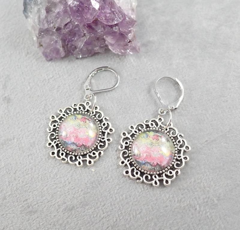 Fantázia mintás, színes fülbevaló 2