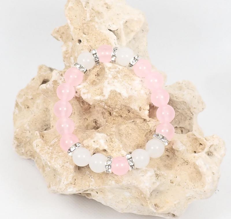 Fehér jáde és achát karkötő (XS)