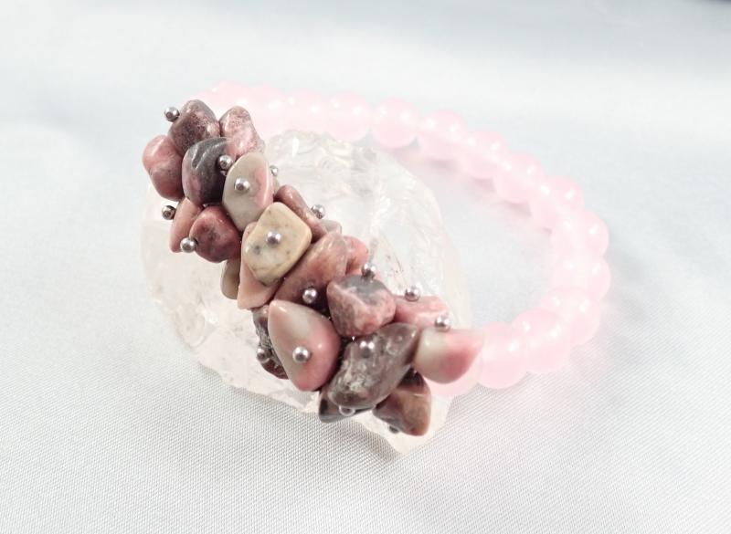 Földrózsa – rodonit és jáde karkötő