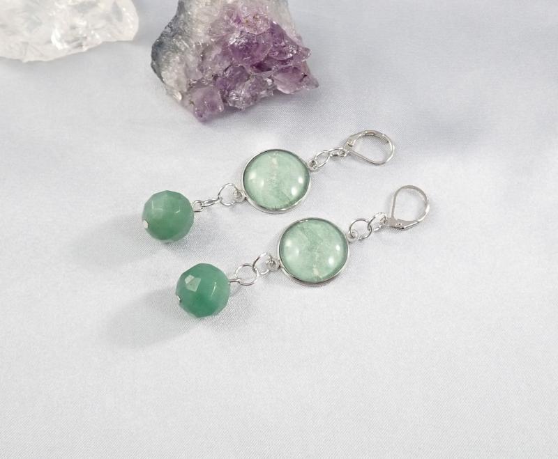 Fülbevaló csiszolt aventurin gömbbel