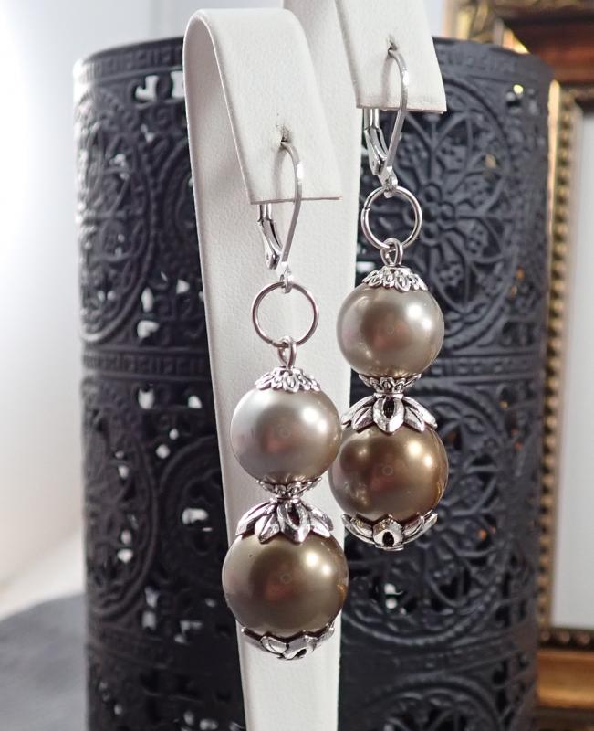 Fülbevaló, kétgyöngyös, romantikus