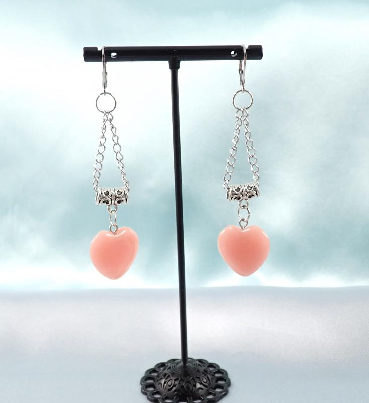 Fülbevaló rózsaszín jádéval