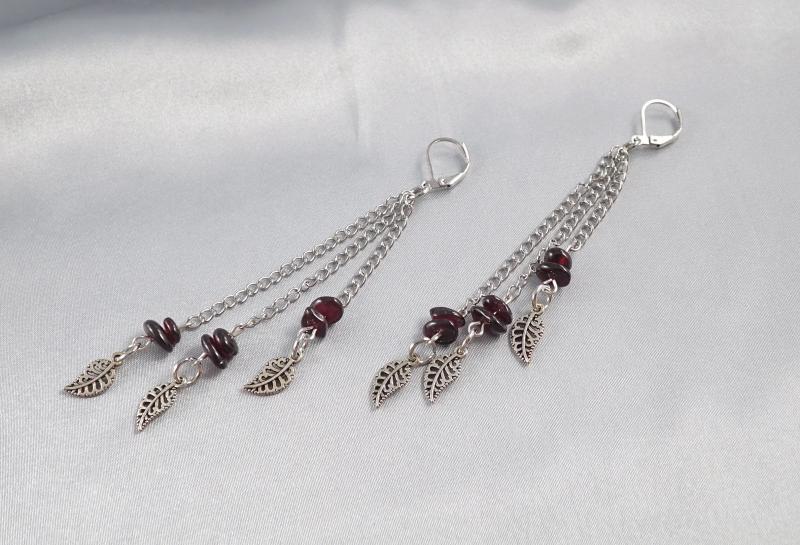 Gránátköves-leveles fülbevaló