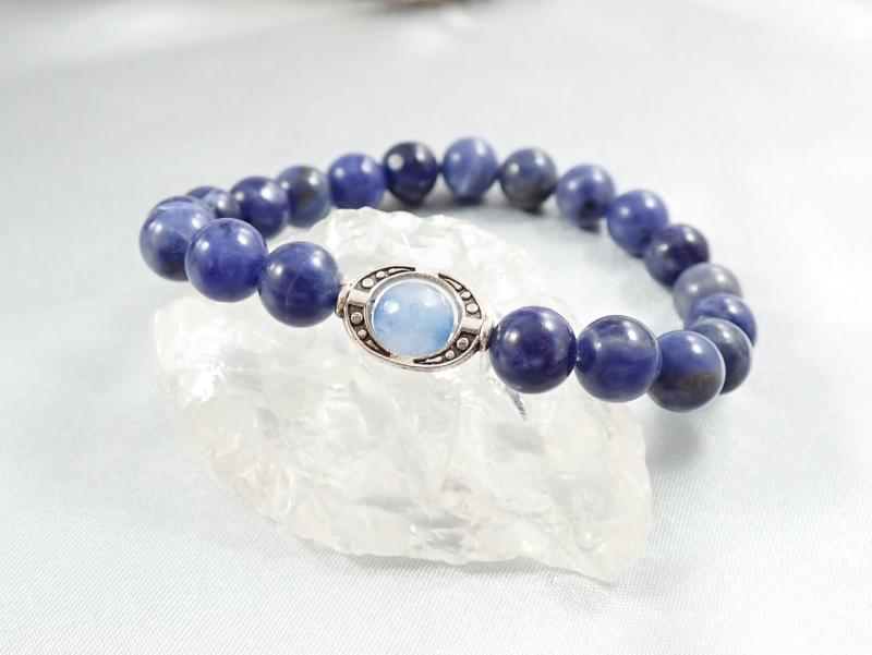 Holdkapu karkötő, kék, egy gyöngyös