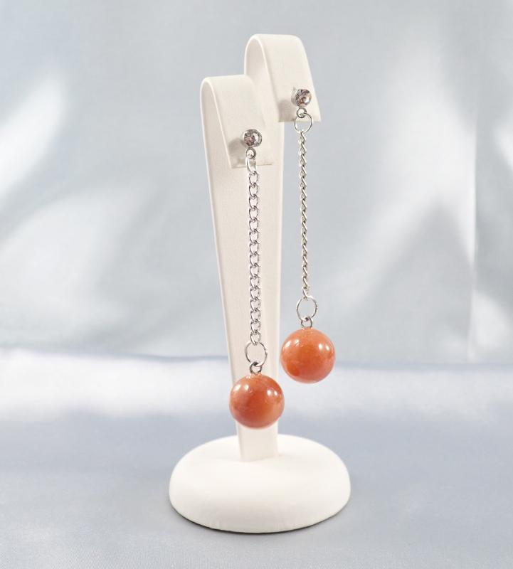 Jáde gömb fülbevaló, mézsárga