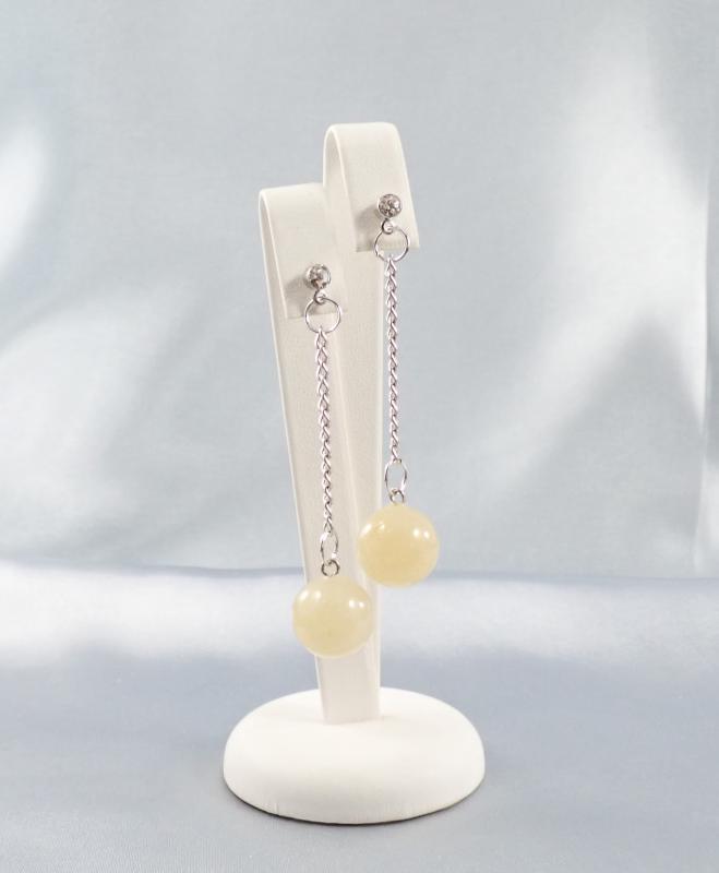 Jáde gömb fülbevaló, világos sárga