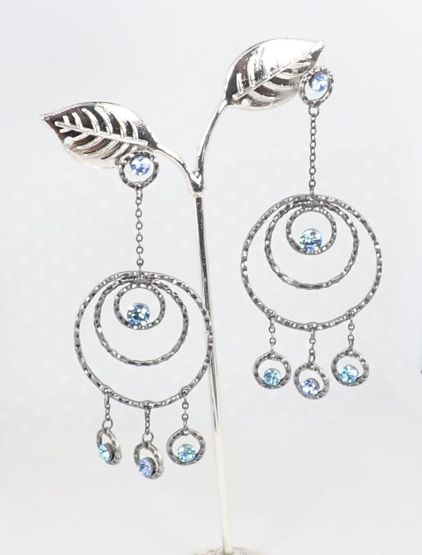 Karikák kék kövekkel fülbevaló