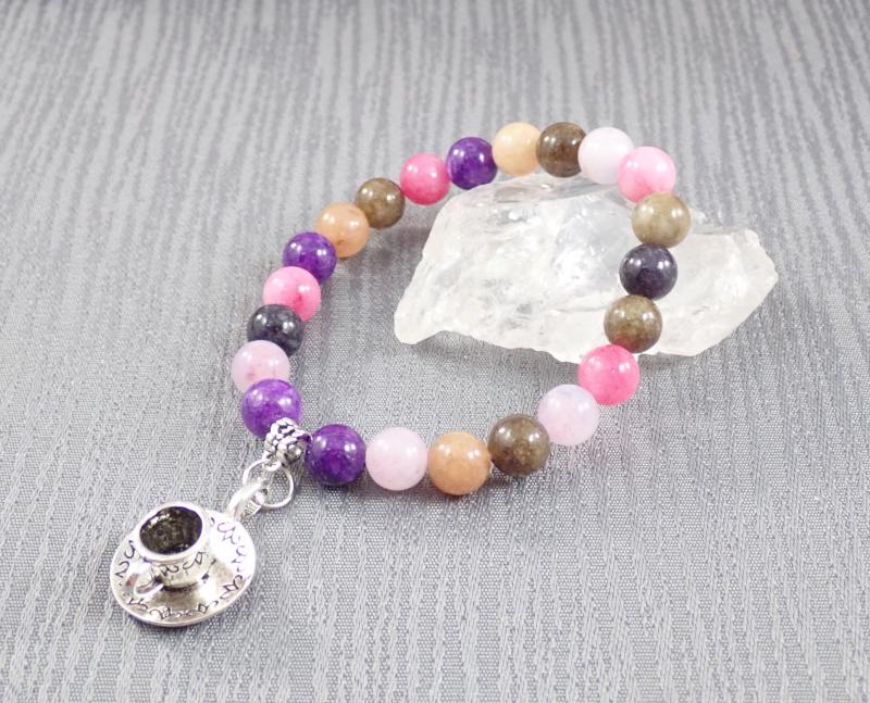 Kávéimádó karkötő, színes