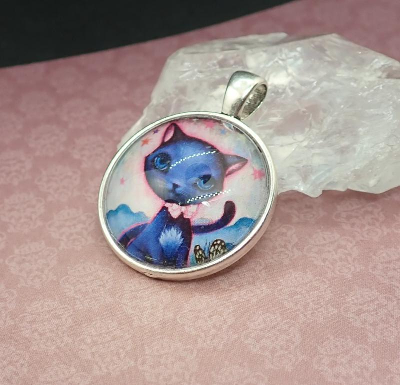 Kék cicás medál
